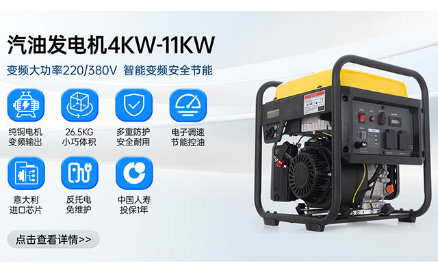 汽油發電機4KW-11KW 變頻大功率220/380V